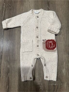 Mayoral Cream Knit Baby One-Piece with Snail Motif
